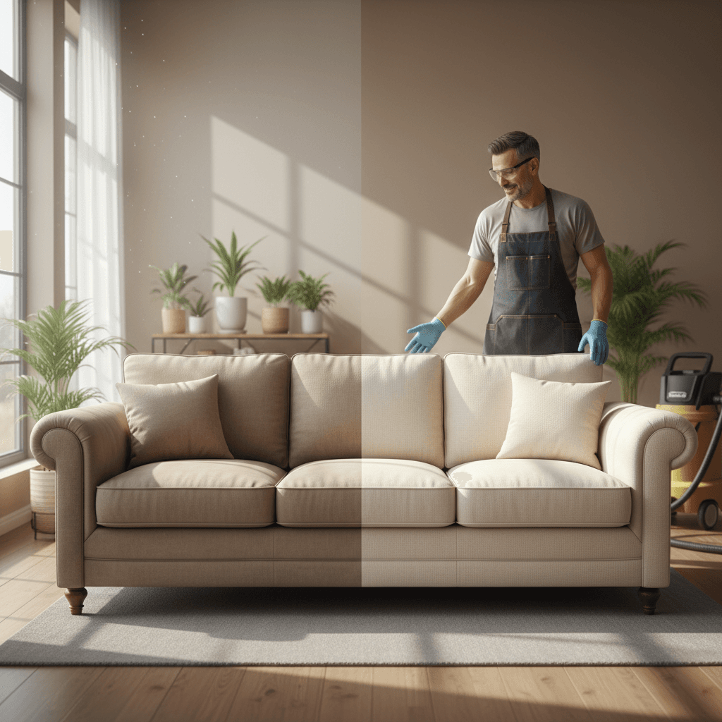 ESTOFCLEAN professional with restored furniture